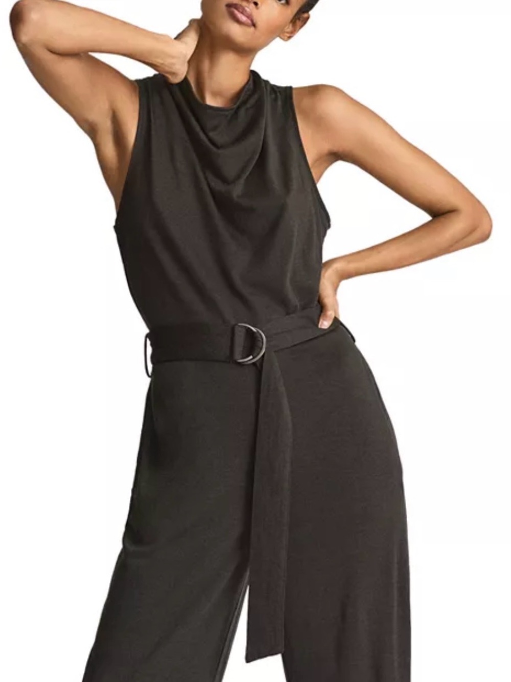 NWT Reiss Milo Dark Green Cowl Neck Belted Wide Leg Jumpsuit US 6 - Picture 6 of 9